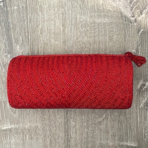 Red Beaded Clutch Purse - Picture 1 of 6